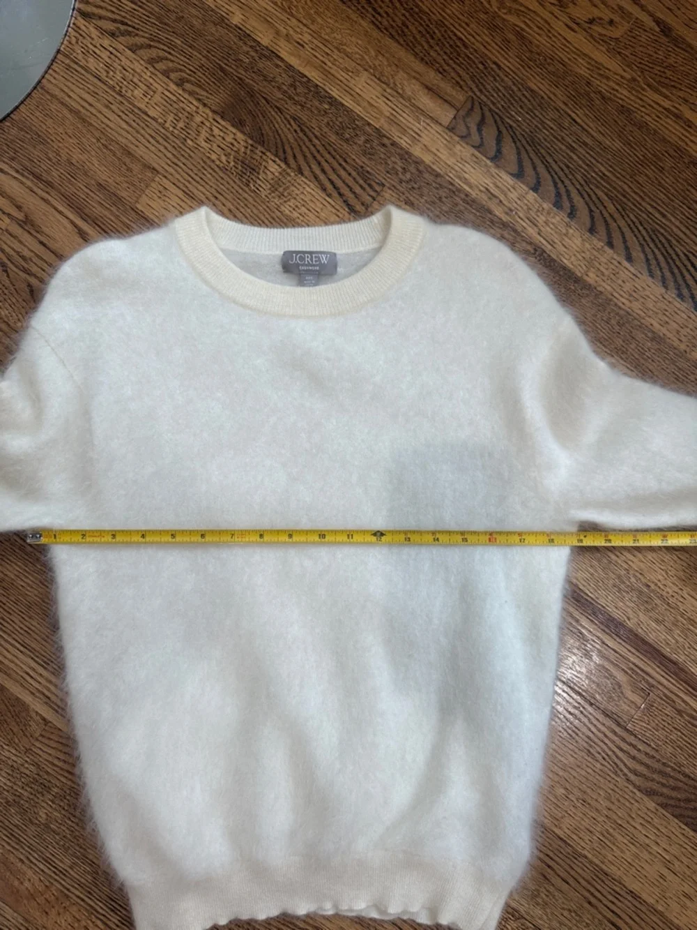 J CREW Brushed 100% Cashmere Ivory Crew Neck Sweater Quiet Luxury Capsule Luxe
